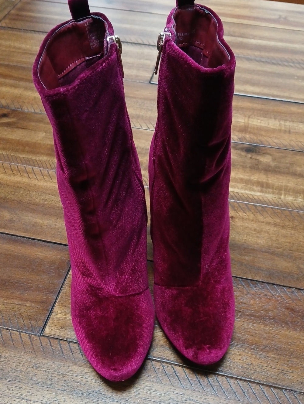 Shoedazzle LACEE Raspberry Velvet Ankle Boots
